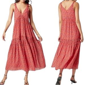 Joie Bondi Tiered Sleeveless V-Neck and V-Back 100%
Cotton Midi Dress